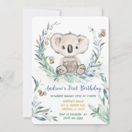 Persoonlijke Koala Jongen Eerste Verjaardag Kaart