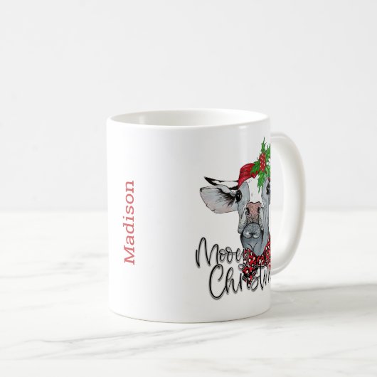 Persoonlijke Koe Mooey kerstkoffie Mok (Voorkant rechts)