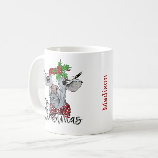 Persoonlijke Koe Mooey kerstkoffie Mok (Voorkant links)