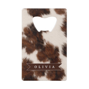 Persoonlijke koeienprint cowgirl western stijl cad creditkaart flessenopener