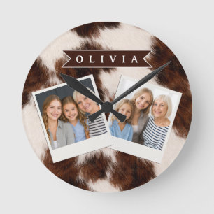 Persoonlijke koeienprint cowgirl western stijl cad ronde klok