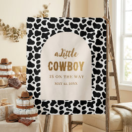 Persoonlijke koeienprintbanner voor eerste rodeo wandkleed