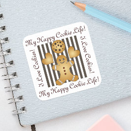 Persoonlijke koekjesman Koekje Vierkante Sticker