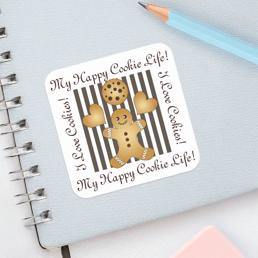 Persoonlijke koekjesman Koekje Vierkante Sticker