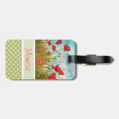 Persoonlijke kofferlabel met klaprozen (Achterkant horizontaal)