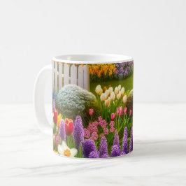 Persoonlijke koffie met lentebloementuin koffiemok