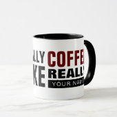 Persoonlijke koffie-mok met grappige grote typogra mok (Voorkant rechts)