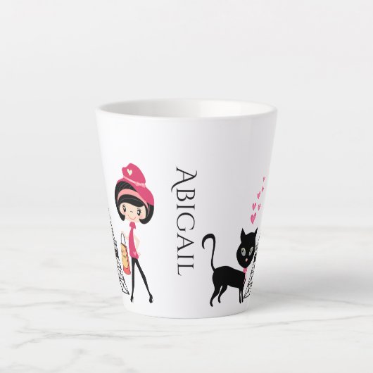 Persoonlijke koffiebranderij en kattengiffeltoren latte mok (Voorkant)