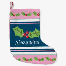 Persoonlijke koffieholly en bessen kleine kerstsok