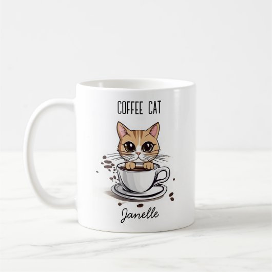 Persoonlijke koffiekat ontwerp mok (Links)