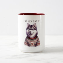 Persoonlijke koffiemok, Festieve Siberische Husky