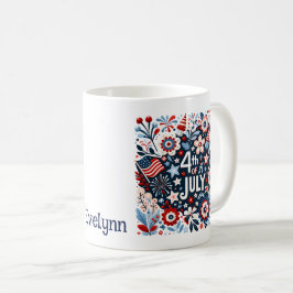 Persoonlijke koffiemok met 4 juli bloemmotief