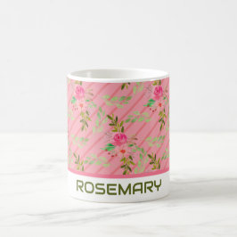 Persoonlijke koffiemok met bloemen en bladeren