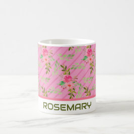 Persoonlijke koffiemok met bloemen en bladeren