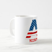 Persoonlijke koffiemok met monogram voor 4 juli (Voorkant links)