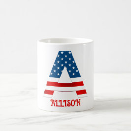 Persoonlijke koffiemok met monogram voor 4 juli