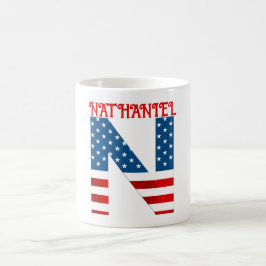 Persoonlijke koffiemok met monogram voor 4 juli