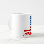 Persoonlijke koffiemok met monogram voor 4 juli (Voorkant links)