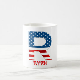 Persoonlijke koffiemok met monogram voor 4 juli