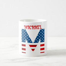 Persoonlijke koffiemok met monogram voor 4 juli