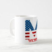 Persoonlijke koffiemok met monogram voor 4 juli (Voorkant links)