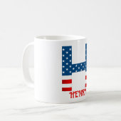 Persoonlijke koffiemok met monogram voor 4 juli (Voorkant links)