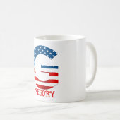 Persoonlijke koffiemok met monogram voor 4 juli (Voorkant rechts)