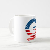 Persoonlijke koffiemok met monogram voor 4 juli (Voorkant links)