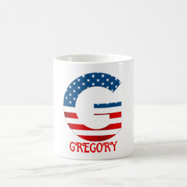 Persoonlijke koffiemok met monogram voor 4 juli