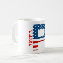 Persoonlijke koffiemok met monogram voor 4 juli