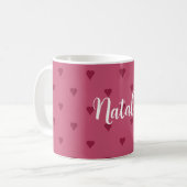 Persoonlijke koffiemok met rode harten (Voorkant links)