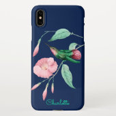 Persoonlijke Kolibrie Bloem Naam Toevoegen iPhone Hoesje (Achterkant)