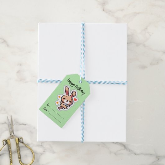 Persoonlijke Konijn Cadeaubijsluiter Cadeaulabel (Met Touw)