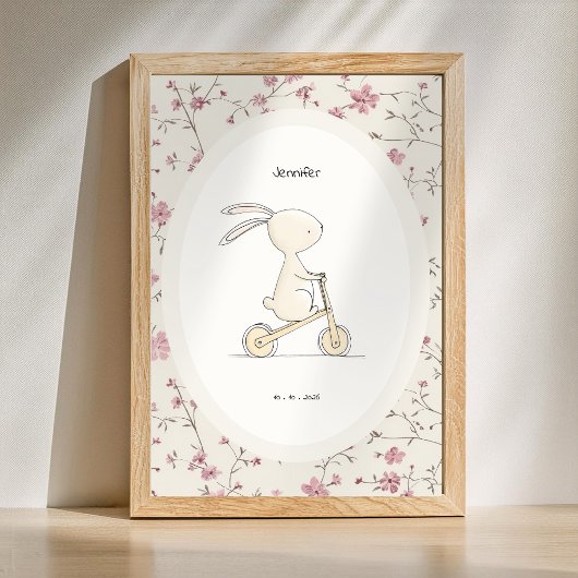 Persoonlijke Konijn Kunst – Naam Datum Geboorte Ki Poster