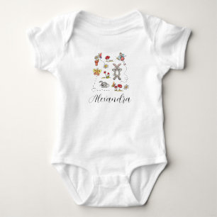 Persoonlijke konijnen, vlinders, bloemen en feeën romper