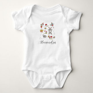 Persoonlijke konijnen, vlinders, bloemen en feeën romper