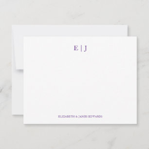 Persoonlijke Koninklijk Paarse Monogram Koppel Ini Notitiekaartje