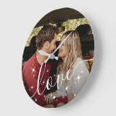Persoonlijke koppel foto liefde script glans grote klok (Hoek)