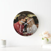 Persoonlijke koppel foto liefde script glans grote klok (Huis)