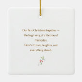 Persoonlijke Koppel Onze Eerste Kerst Ornament (Achterkant)