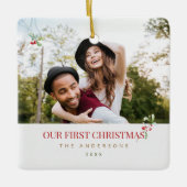 Persoonlijke Koppel Onze Eerste Kerst Ornament (Voorkant)