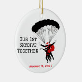 Persoonlijke Koppel Skydiving Kerst Keramisch Ornament (Rechts)