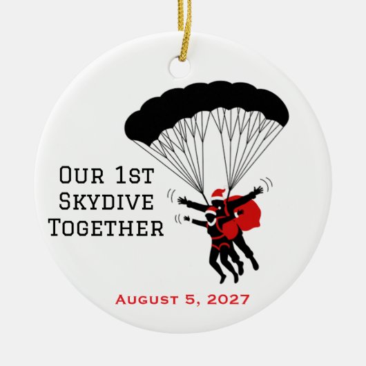 Persoonlijke Koppel Skydiving Kerst Keramisch Ornament (Voorkant)