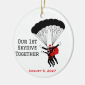 Persoonlijke Koppel Skydiving Kerst Keramisch Ornament (Links)
