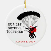 Persoonlijke Koppel Skydiving Kerst Keramisch Ornament (Achterkant)