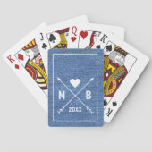 Persoonlijke koppelmonogrammen op blauwe jeans loo pokerkaarten (Achterkant)