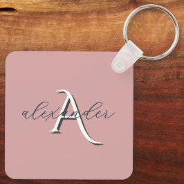 Persoonlijke koppelmonogramnamen in stoffig roze sleutelhanger