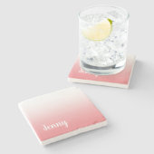 Persoonlijke koraal en witte ombre stenen onderzetter (Zijkant)