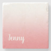 Persoonlijke koraal en witte ombre stenen onderzetter (Voorkant)