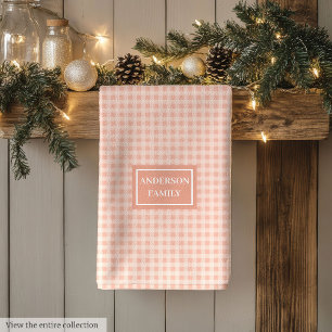 Persoonlijke koraal geruite handdoek chique keuken